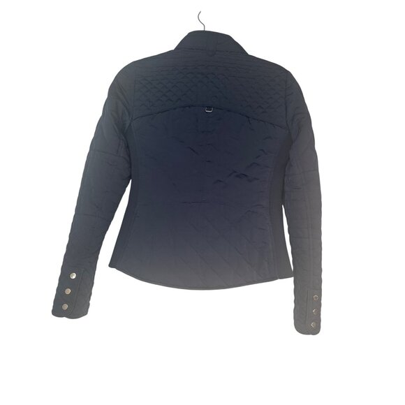 ZARA XS Quilted Navy Jacket Gold Zipper Pockets & Chain Detail - Picture 9 of 13